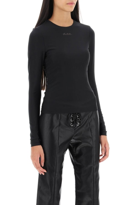 Rotate by Birger Christensen Topwear for Women Rotate by Birger Christensen Long-sleeved T-shirt With Rhinestone-studded Logo
