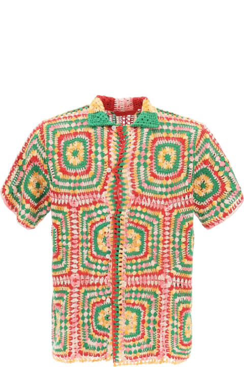 bode MANCHESTER CROCHET SHIRT クロシェ シャツ BODE Manchester Crochet Short Sleeve Shirt - multi | Garmentory