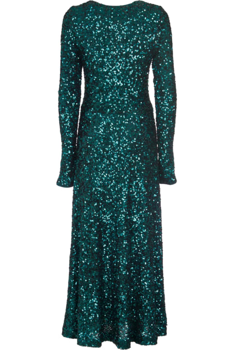 Rotate by Birger Christensen for Women Rotate by Birger Christensen V-neck Sequin Coated Long Dress