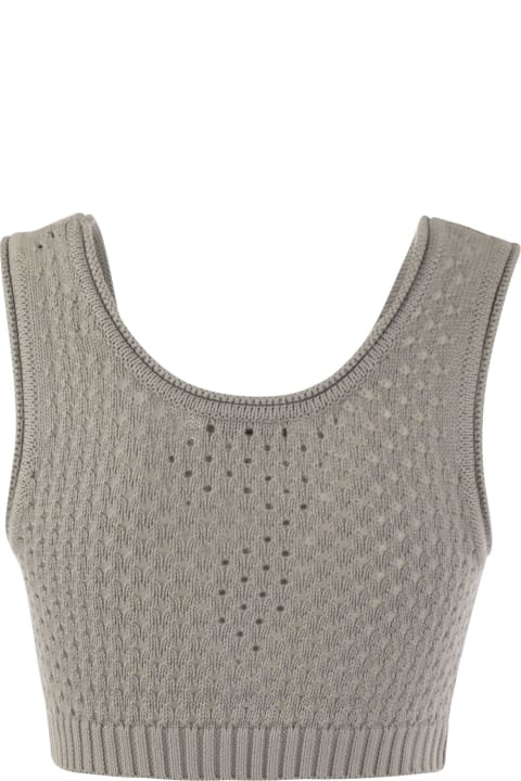 Elisabetta Franchi for Women Elisabetta Franchi Gray Tricot Top With Strass