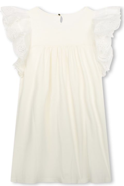 Chloé Kids Chloé White Dress With Embroidered Ruffles