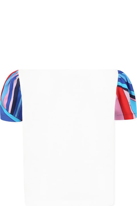 Pucci for Kids Pucci White T-shirt For Girl With Logo