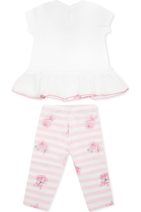 Monnalisa Bodysuits & Sets for Baby Girls Monnalisa White Suit For Baby Girl With Rose