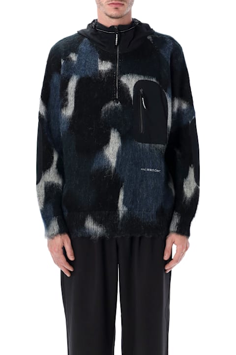And Wander for Women And Wander And Wander Mix Shaggy Knit Hoodie In Wool-mohair Blend