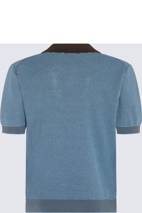 メンズ Piacenza Cashmereのトップス Piacenza Cashmere Blue Cotton-silk Blend Polo Shirt