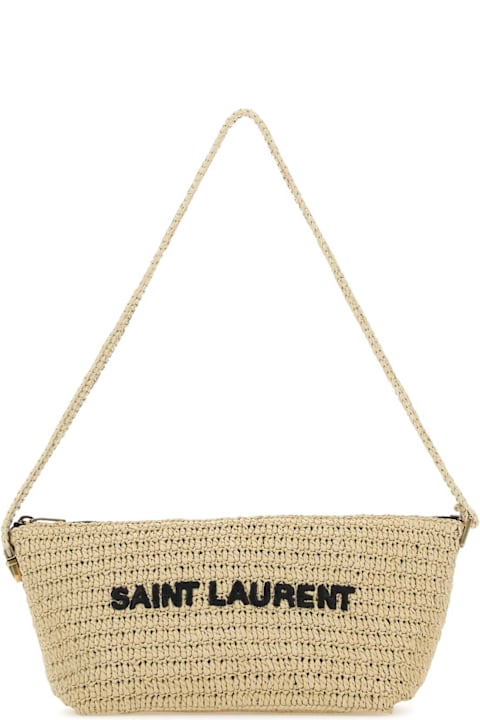 メンズ トートバッグ Saint Laurent Raffia Tuc Le Shoulder Bag