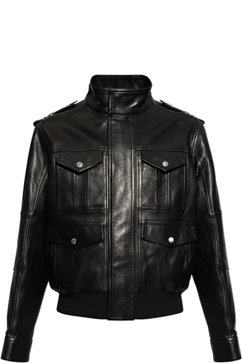 Balmain Coats & Jackets for Men Balmain High-neck Leather Jacket