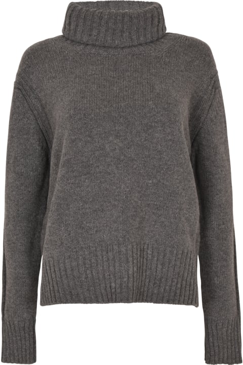 Rib Trim Turtleneck Knit Pullover