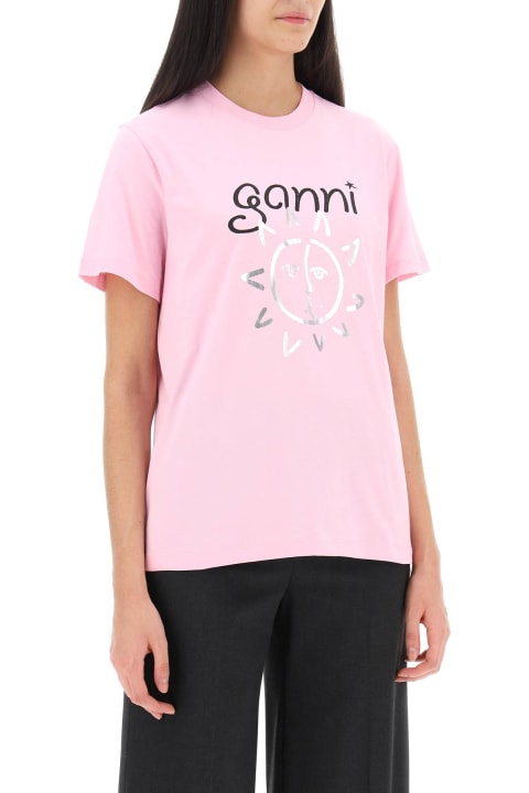 Fashion for Women Ganni Pink Cotton T-shirt