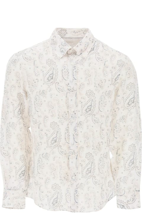 Shirts for Men Brunello Cucinelli Linen Shirt With Paisley Pattern