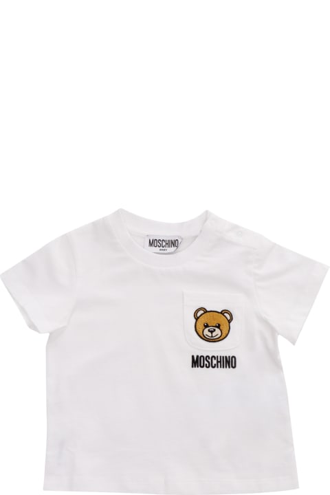 Topwear for Baby Boys Moschino White T-shirt With Logo