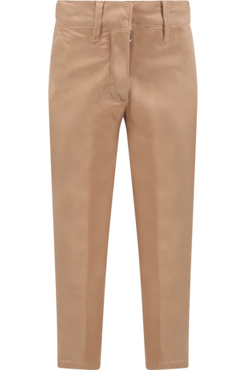 Beige Trousers For Boy With Patch Logo