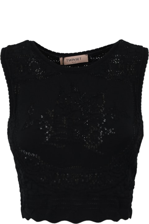 Clothing Sale for Women TwinSet Crochet Cropped Top TwinSet