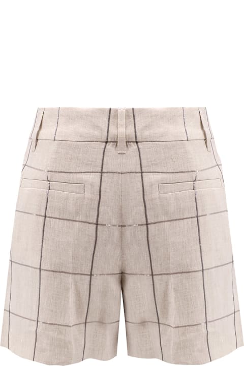Brunello Cucinelli سراويل طويلة وقصيرة لـ السيدات Brunello Cucinelli Linen Shorts With Sequins Embroidery