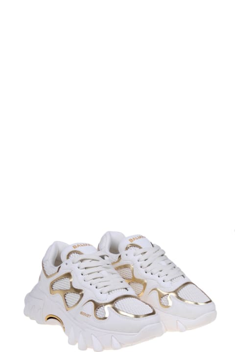Fashion for Women Balmain Balmain B-east Sneakers In White And Gold Suede And Leather