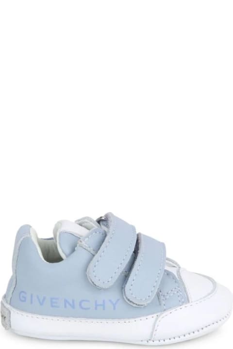 Givenchy for Kids Givenchy Light Blue And White Sneakers With Logo