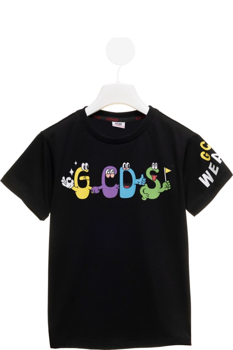 Monsters Printed Black Cotton T-shirt Boy Gcds Kids