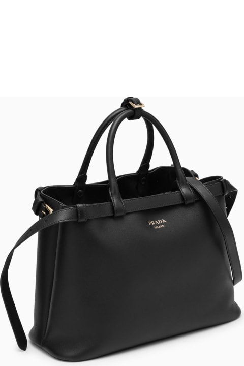 ウィメンズ Pradaのベルト Prada Black Medium Leather Handbag With Belt