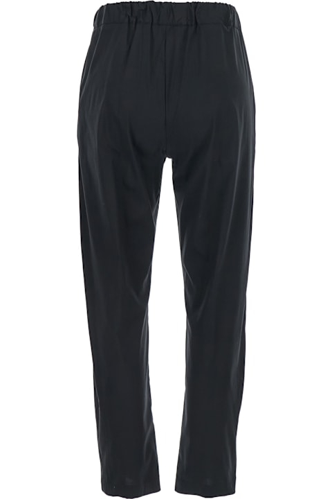 SEMICOUTURE for Women SEMICOUTURE 'buddy' Black Pants With Elastic Drawstring Waist In Cotton Blend Stretch Woman