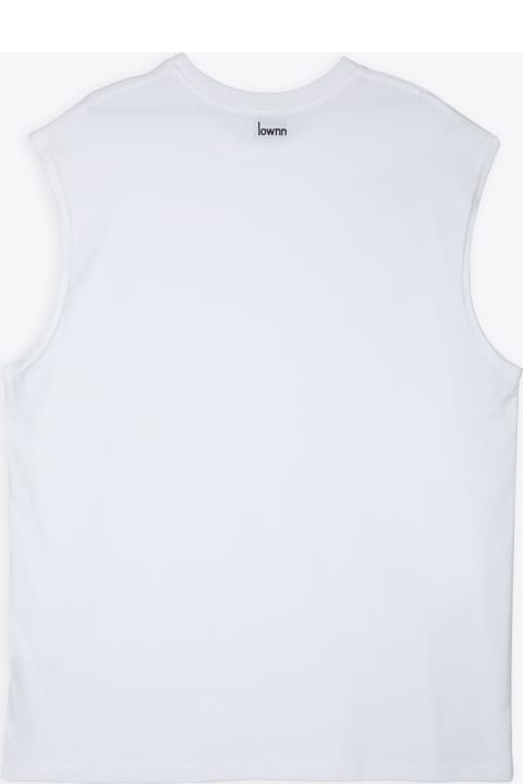 100% Cotton White cotton sleeveless t-shirt - Signature tank top
