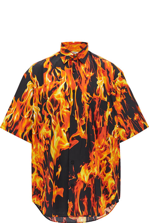 VETEMENTS for Men VETEMENTS 'black & Orange Fire' Shirt