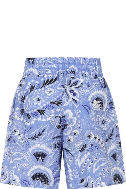 Etro Bottoms for Boys Etro Sky Blue Casual Shorts For Boy With Paisley Pattern