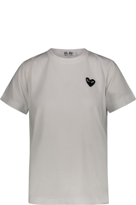 Fashion for Women Comme des Garçons Play Play Comme Des Garçons T-shirt In Cotton With Black Embroidered Heart
