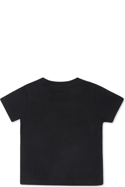 Balmainのベビーガールズ Balmain Black T-shirt For Babykids With Logo