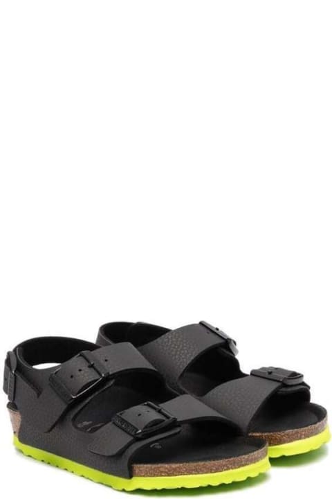 Black Slingbac Sandals With Buckles In Polyurethane Boy