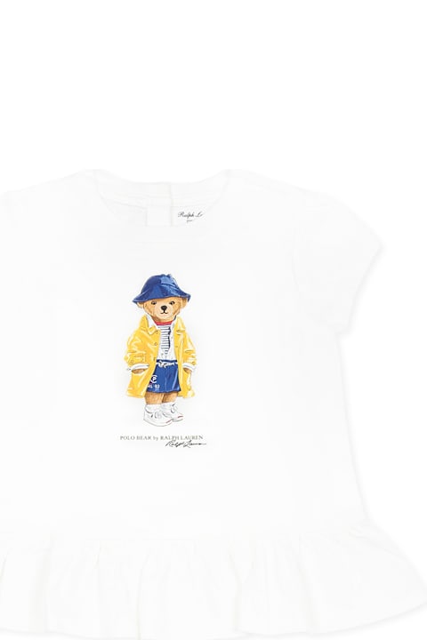 Topwear for Baby Boys Ralph Lauren White T-shirt For Baby Girl With Polo Bear