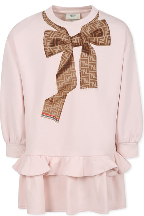 Fendi فساتين لـ بنات Fendi Pink Dress For Girl With Bow