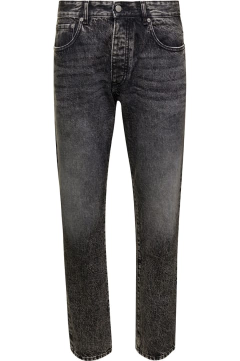 メンズ Icon Denimのデニム Icon Denim 'kanye' Black Five-pocket Jeans With Logo Patch In Cotton Denim Man