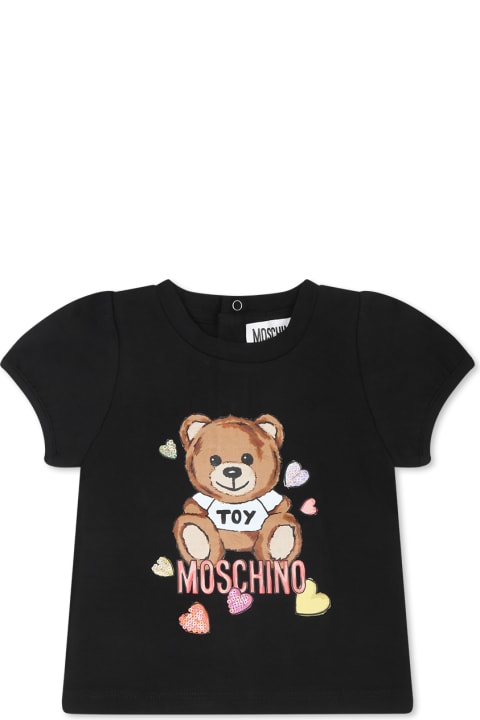 Homeware Moschino Black T-shirt For Baby Girl With Teddy Bear