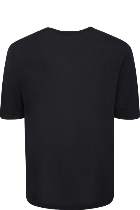 Lardini for Men Lardini Linen And Cotton Blend Black T-shirt