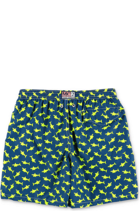 Swimwear for Boys MC2 Saint Barth Mc2 Saint Barth Costume Shorts Da Mare Blu Stampato In Nylon Riciclato Bambino
