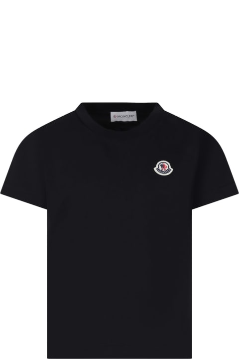 Moncler for Boys Moncler Black T-shirt For Kids With Logo
