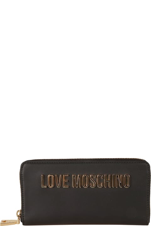 Wallets for Women Love Moschino Logo Plaque Applique Zip-around Wallet