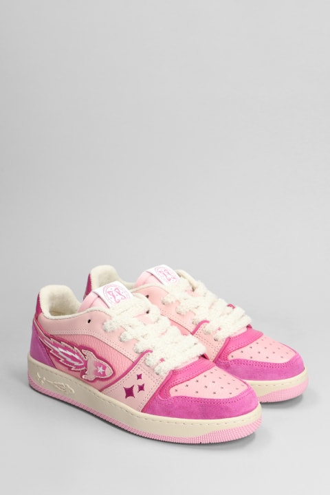 Enterprise Japan Kids Enterprise Japan Sneakers In Rose-pink Suede And Leather