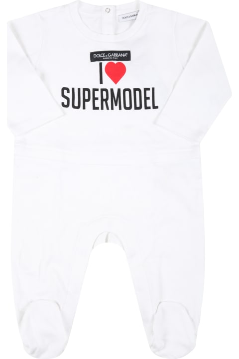 Dolce & Gabbana Clothing for Baby Boys Dolce & Gabbana White Suit For Babies With Red Heart