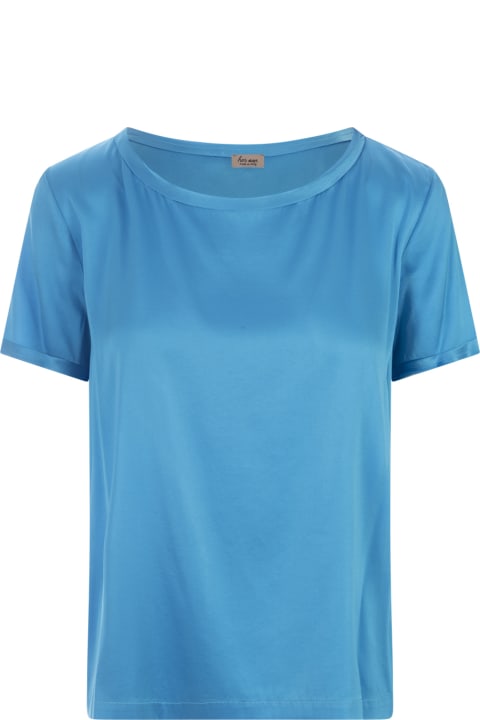 Her Shirt Topwear for Women Her Shirt Blue Silk T-shirt