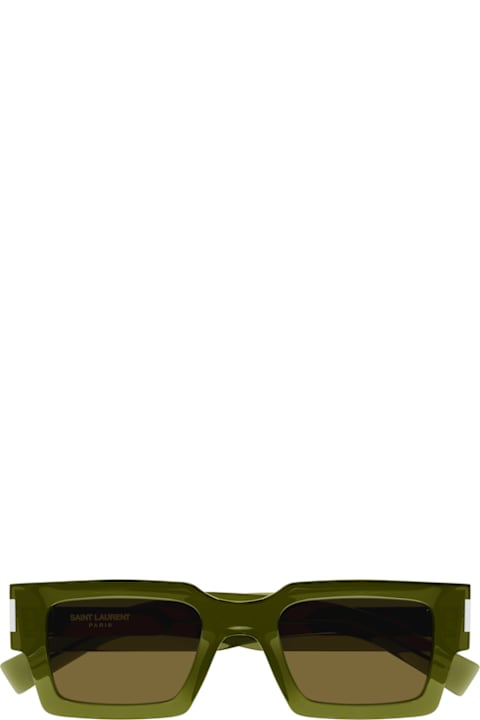 Homeware Saint Laurent Eyewear Saint Laurent Sl 572 Linea Corner Angle 005 Green Brown Sunglasses