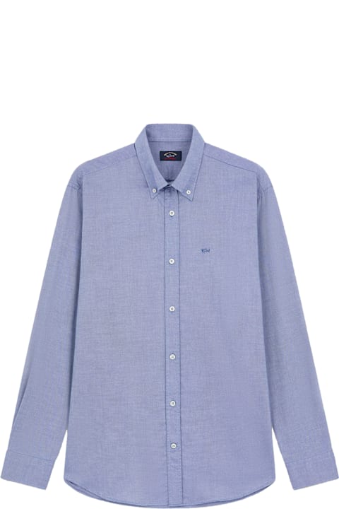 Paul&Shark قمصان لـ القسم الرجالي Paul&Shark Oxford Shirt In Blue With Logo