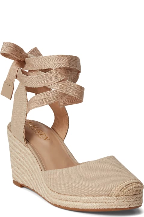 Flat Shoes for Women Ralph Lauren Beige Espadrilles With Ankle Laces