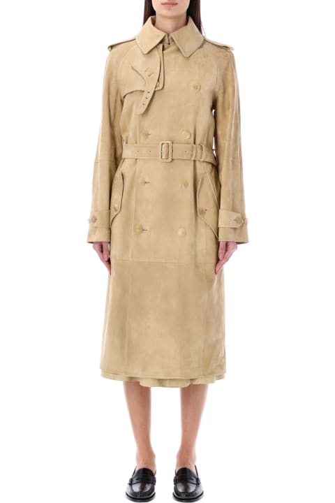 Suede Leather Trench Coat