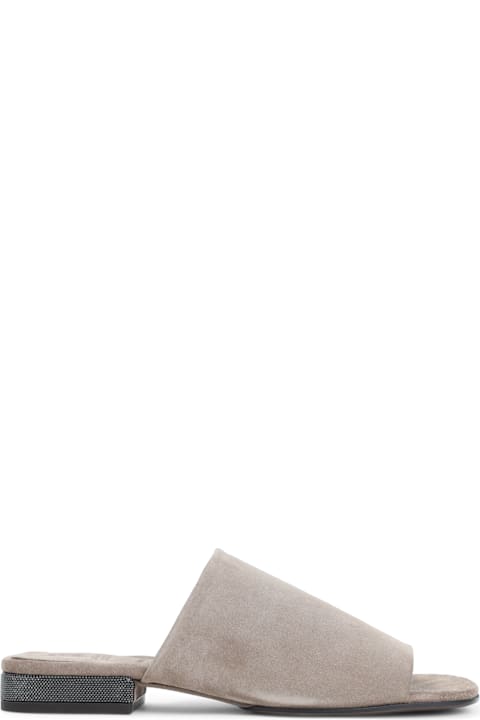 Brunello Cucinelli Suede Flat Sandal