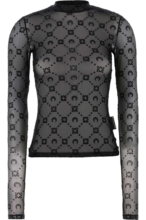 Marine Serre Black Stretch Mesh Top