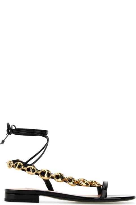 Gucci Shoes for Women Gucci Black Leather Gucci Marina Chain Sandals