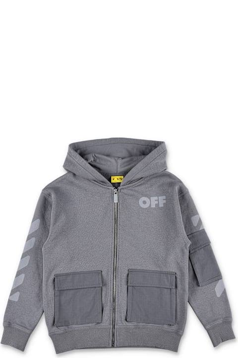 Homeware Off-White Off-white Kids Grey Zip Hoodie With Pockets