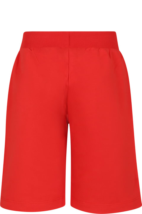 Fashion for Kids Moschino Red Shorts For Kids With Teddy Bears And Logo