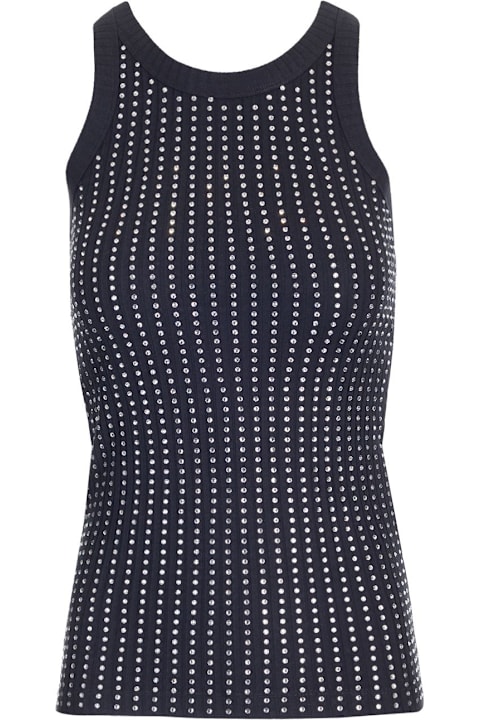 The Attico Topwear for Women The Attico Black Tank Top With Strass